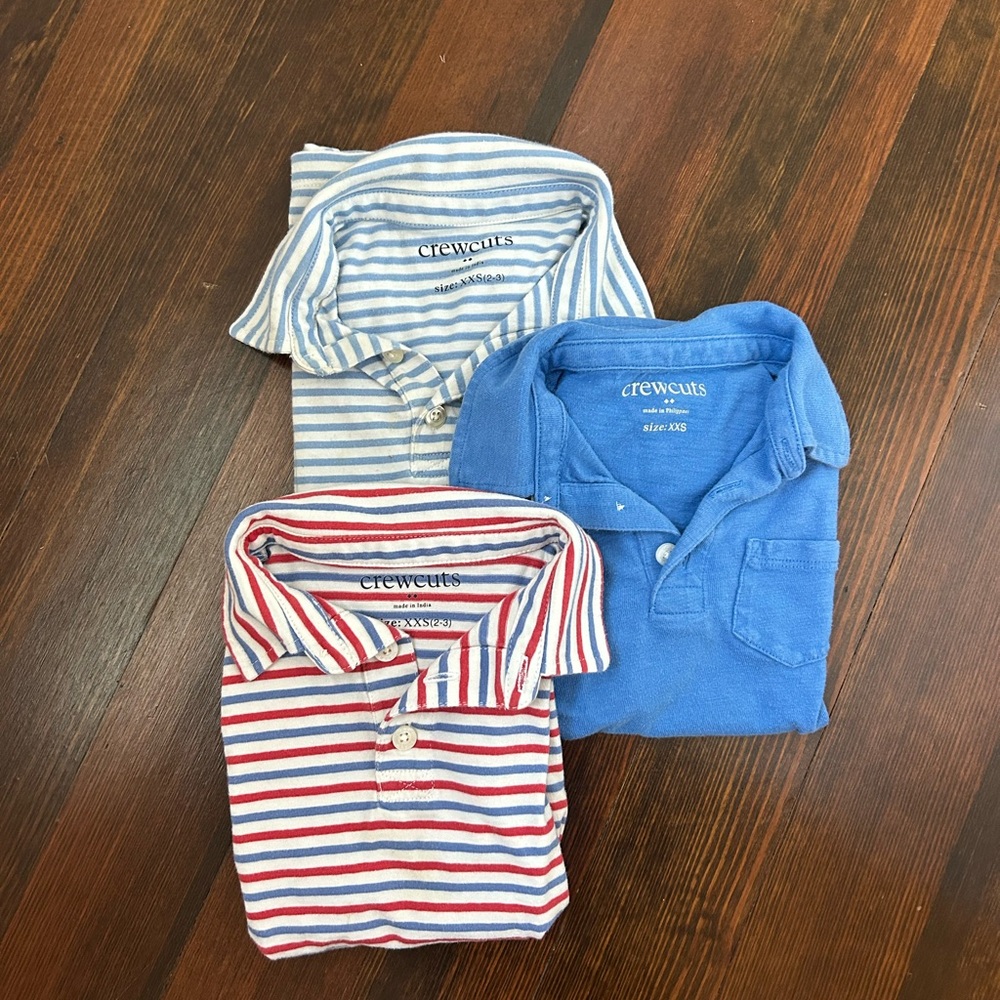 3-for-$20 Crewcuts Kids Blue and Striped Polo Trio